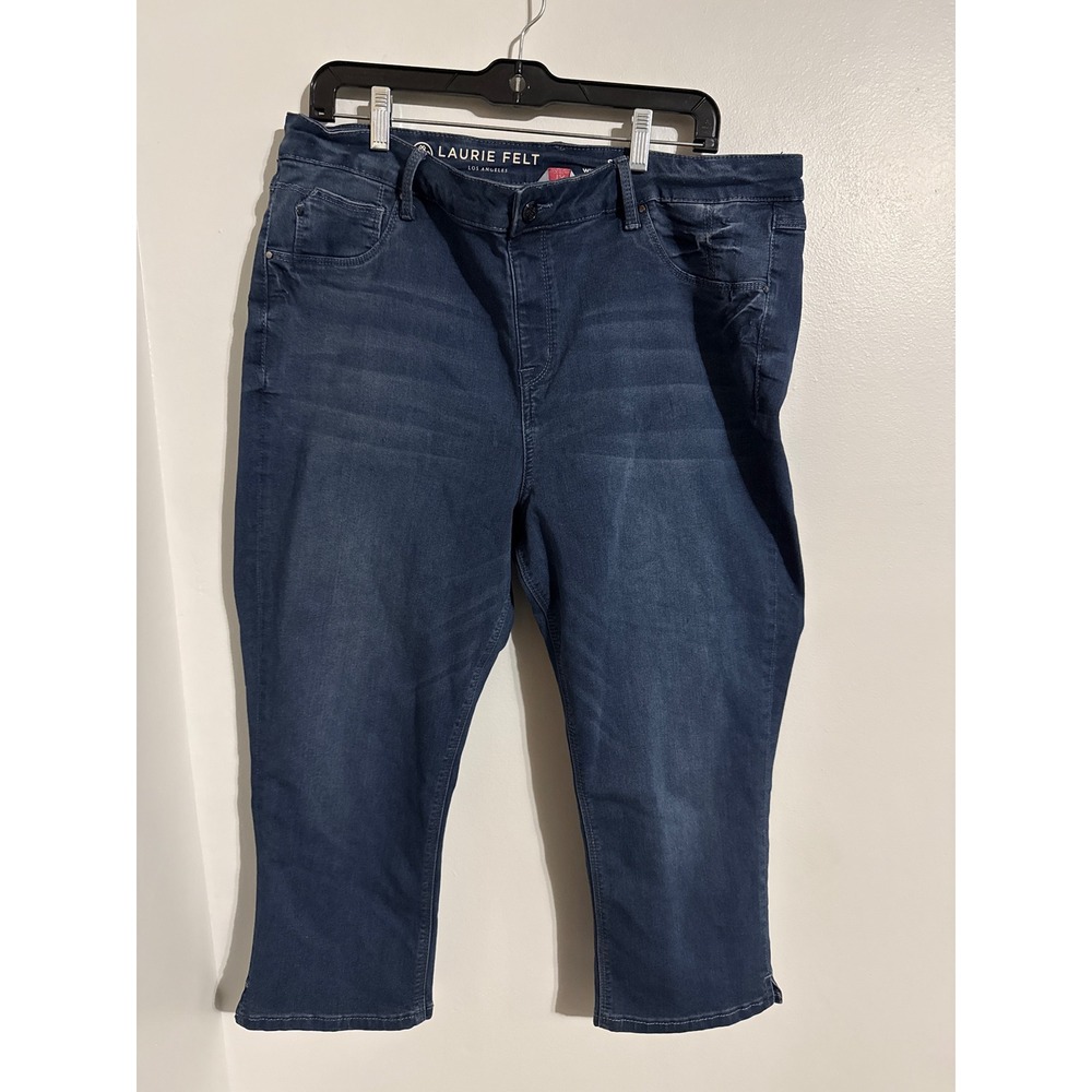 Laurie Felt Silky Capri Jeans Blue Denim Vital Stretch Cropped Pants Womens 1X